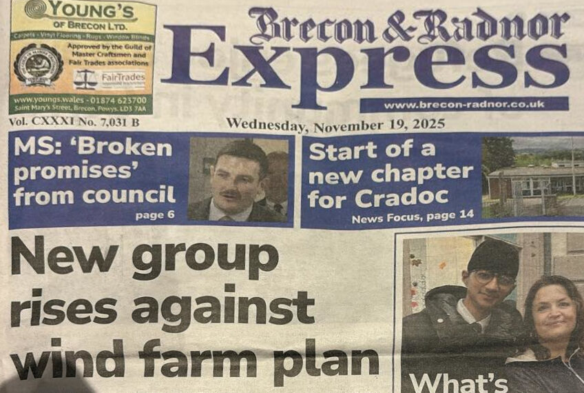 Cover of the Brecon & Radnor Express 19th Nov 2025