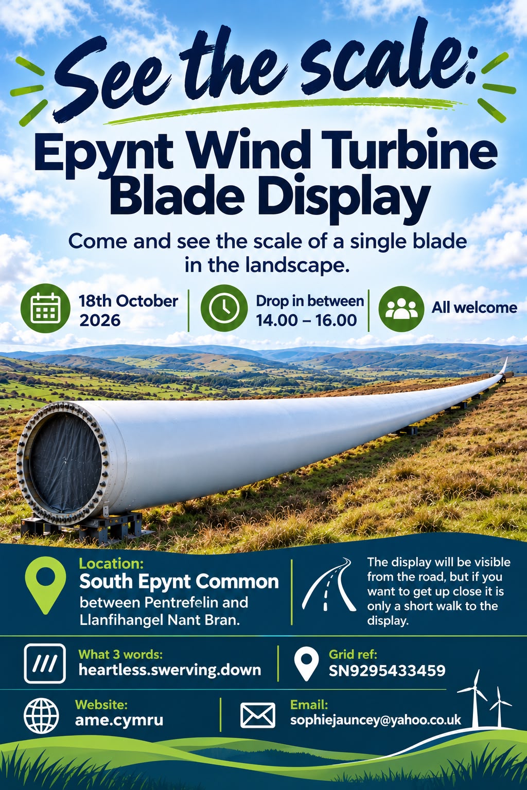 Turbine Blade size Demonstration on Epynt South Common